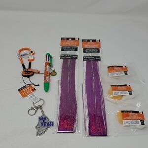 Purple and Silver Kids Hair Sparkle Strands, Pumpkin Peb, Keychain Lot Set